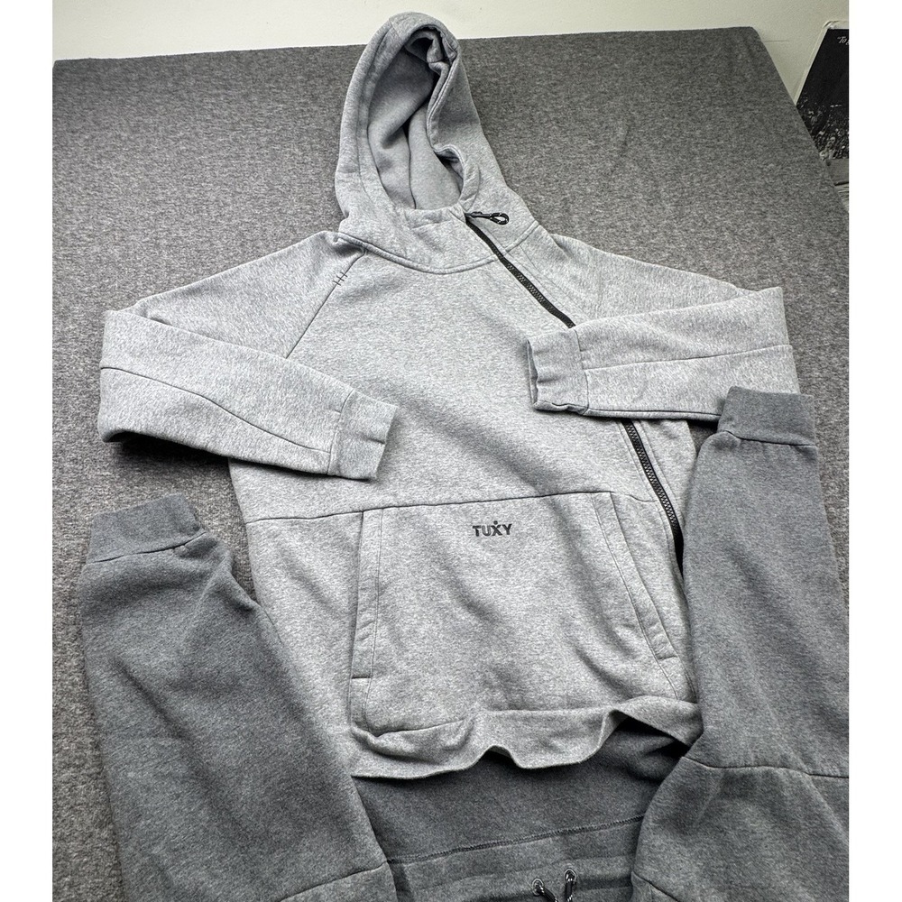 Tuxy Suit Mens Sz 2XL Gray One Piece Zip Up Hoodie Sweat Jumpsuit